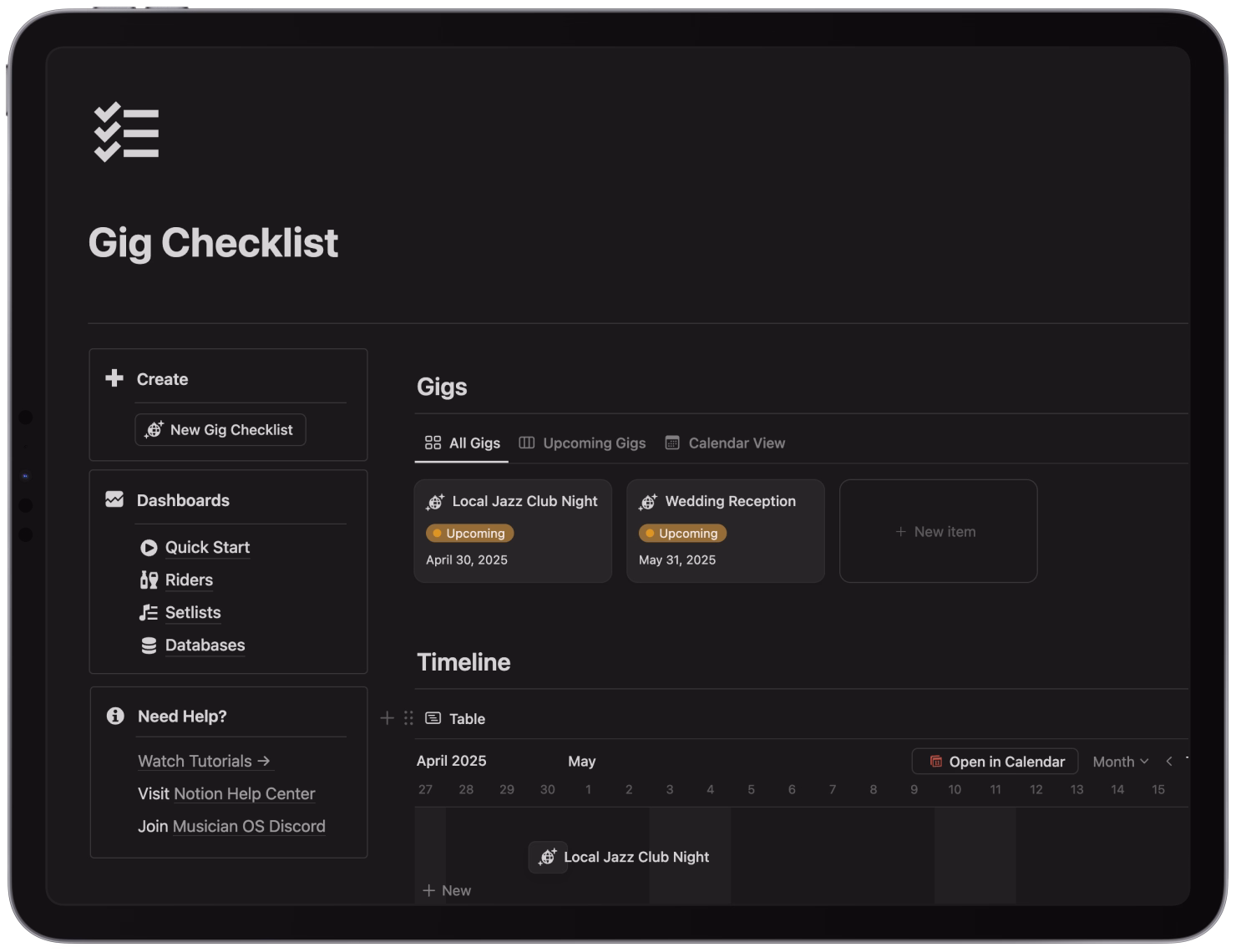 Gig Checklist