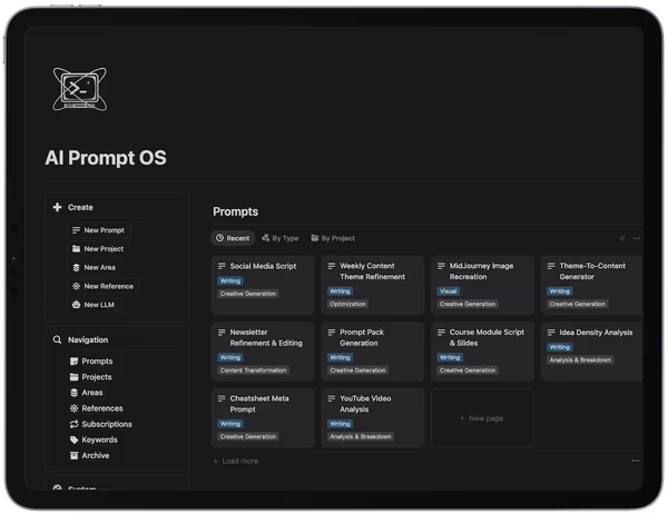 AI Prompt OS dashboard