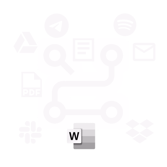 Connected digital communication icons — email, document and cloud storage.