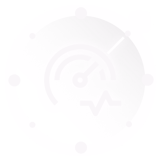Speedometer icon with a pointer and a wave measurement line.